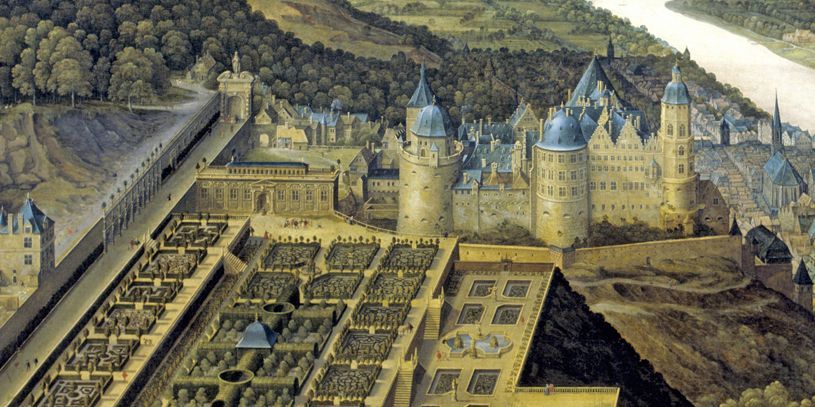 Foto: Landesmedienzentrum Baden-Württemberg, Lutz Hecker Gemälde des Hortus Palatinus von Schloss Heidelberg, unbekannter Meister um 1600